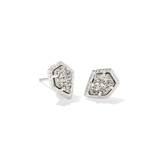 KENDRA SCOTT DESIGN Framed Silver Tessa Stud Earrings in Platinum Drusy