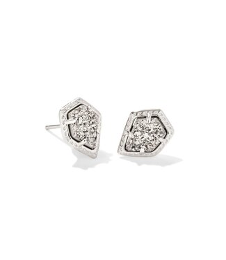 KENDRA SCOTT DESIGN Framed Silver Tessa Stud Earrings in Platinum Drusy