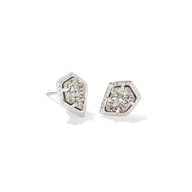 Framed Silver Tessa Stud Earrings in Platinum Drusy