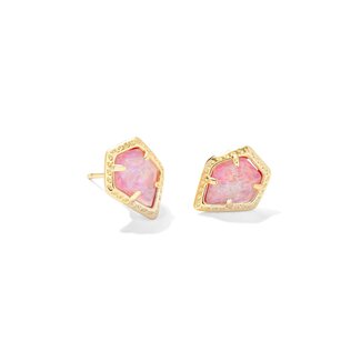 KENDRA SCOTT DESIGN Framed Gold Tessa Stud Earrings in Luster Rose Pink Kyocera Opal