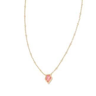 KENDRA SCOTT DESIGN Framed Gold Tess Satellite Short Pendant Necklace in Luster Rose Pink Kyocera Opal