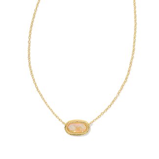 KENDRA SCOTT DESIGN Elisa Gold Ridge Frame Short Pendant Necklace in Golden Abalone
