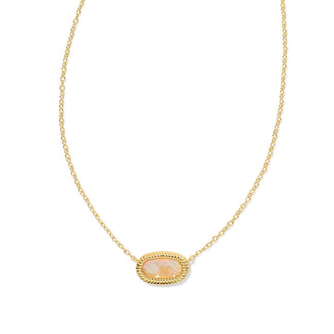 Elisa Gold Ridge Frame Short Pendant Necklace in Golden Abalone