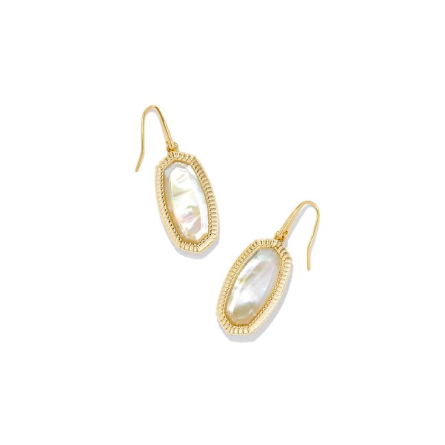 Dani Gold Ridge Frame Drop Earrings in Golden Abalone