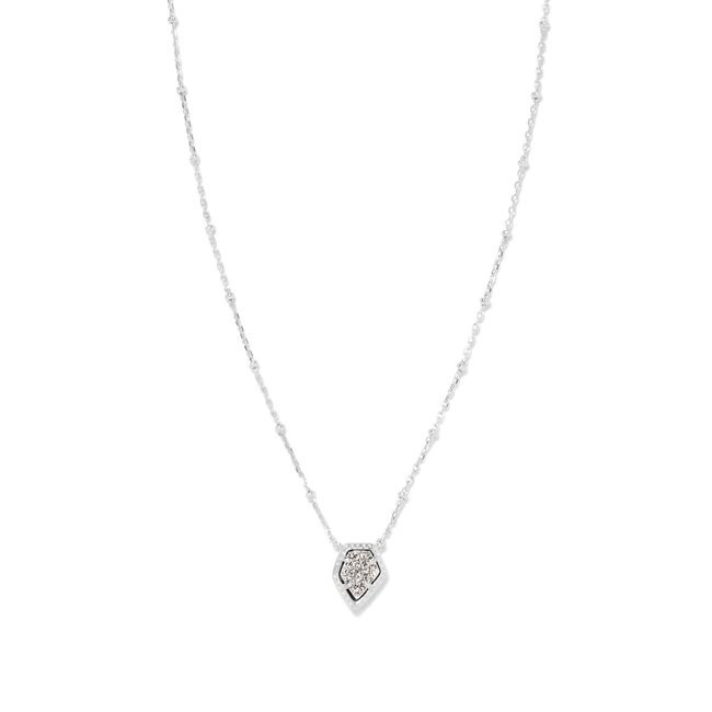 Framed Silver Tess Satellite Short Pendant Necklace in Platinum Drusy