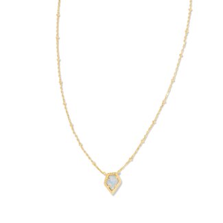 KENDRA SCOTT DESIGN Framed Gold Tess Satellite Short Pendant Necklace in Luster Light Blue Kyocera Opal