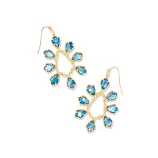 KENDRA SCOTT DESIGN Camry Gold Open Frame Earrings in Indigo Watercolor Illusion