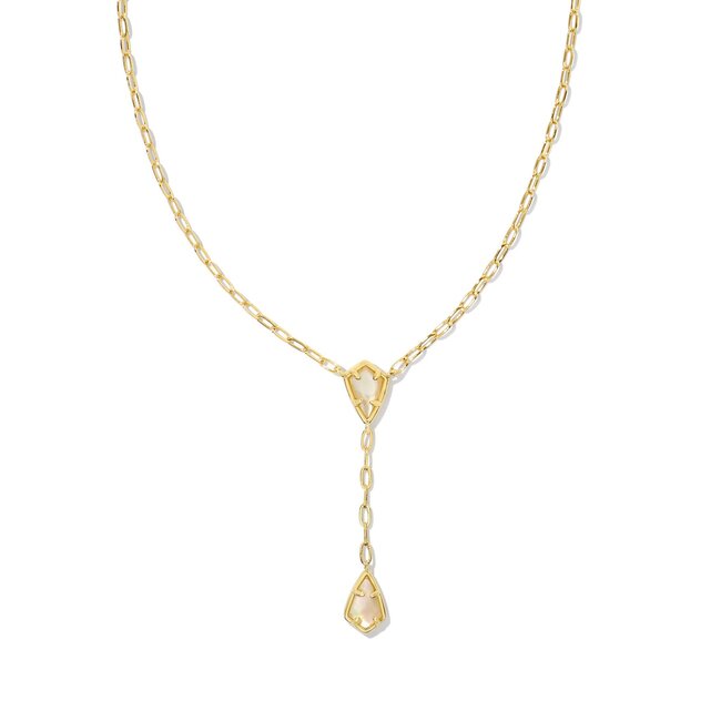 Camry Gold Y Necklace in Golden Abalone
