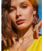 Camry Gold Open Frame Earrings in Azalea Illusion
