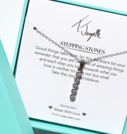 TJAZELLE Stepping Stones Charm Necklace in Silver