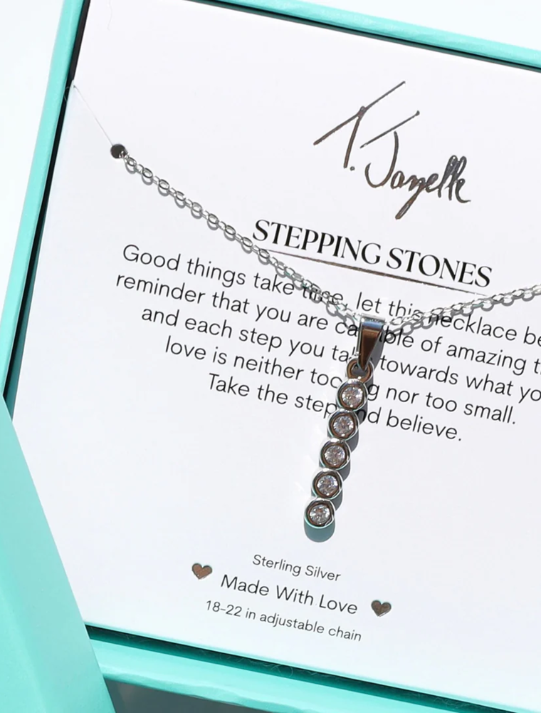 TJAZELLE Stepping Stones Charm Necklace in Silver
