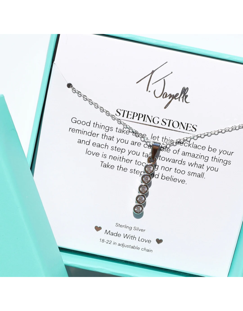 TJAZELLE Stepping Stones Charm Necklace in Silver