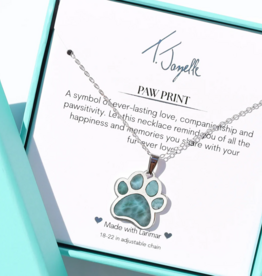TJAZELLE Larimar Paw Charm Necklace in Silver