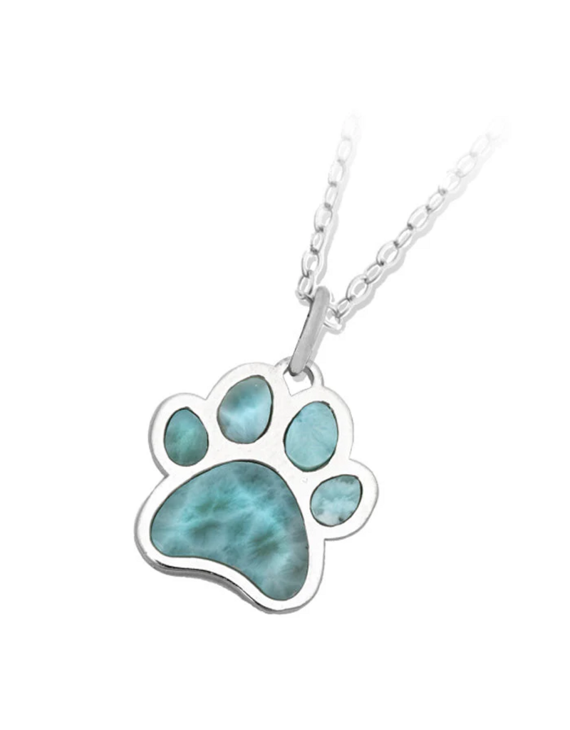 TJAZELLE Larimar Paw Charm Necklace in Silver
