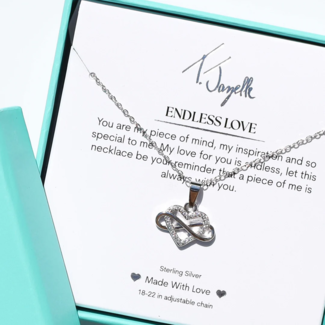 TJAZELLE Endless Love Charm Necklace in Silver
