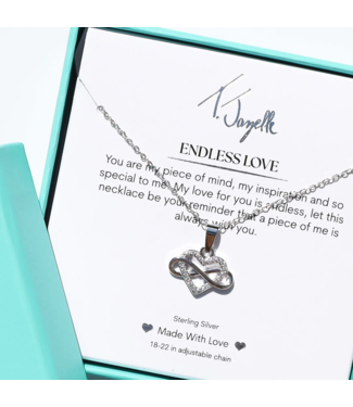 TJAZELLE Endless Love Charm Necklace in Silver