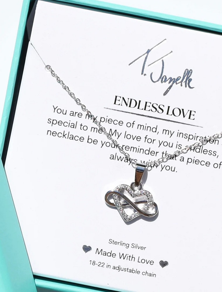 TJAZELLE Endless Love Charm Necklace in Silver