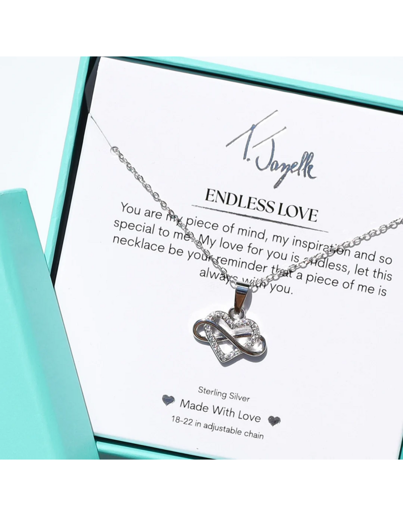 TJAZELLE Endless Love Charm Necklace in Silver