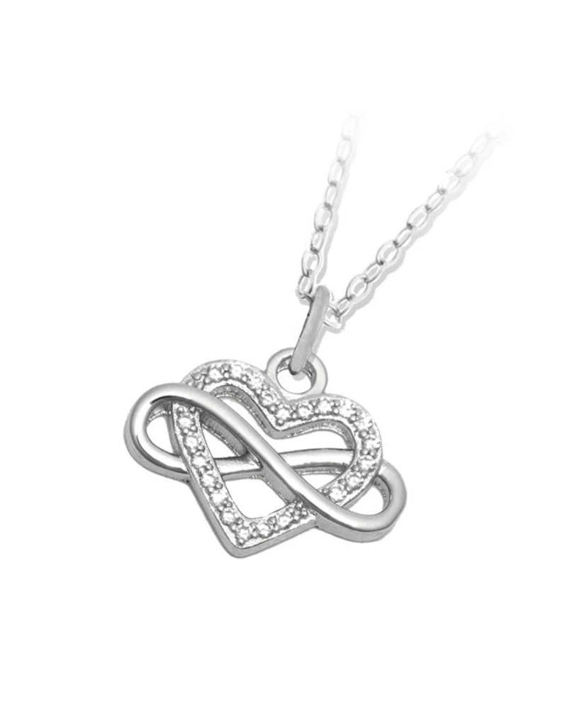 TJAZELLE Endless Love Charm Necklace in Silver