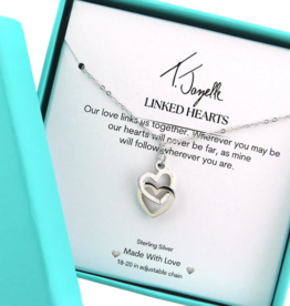 TJAZELLE Linked Hearts Charm Necklace in Silver