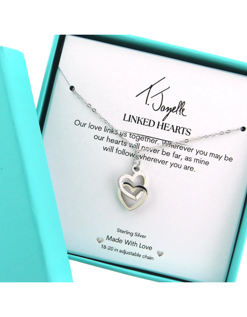 TJAZELLE Linked Hearts Charm Necklace in Silver