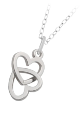 TJAZELLE Linked Hearts Charm Necklace in Silver