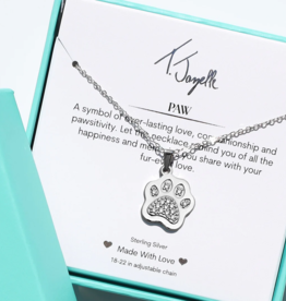 TJAZELLE Paw Charm Necklace in Silver