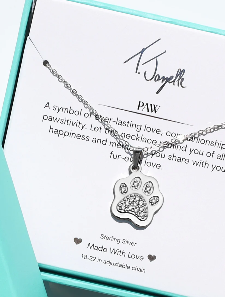 TJAZELLE Paw Charm Necklace in Silver