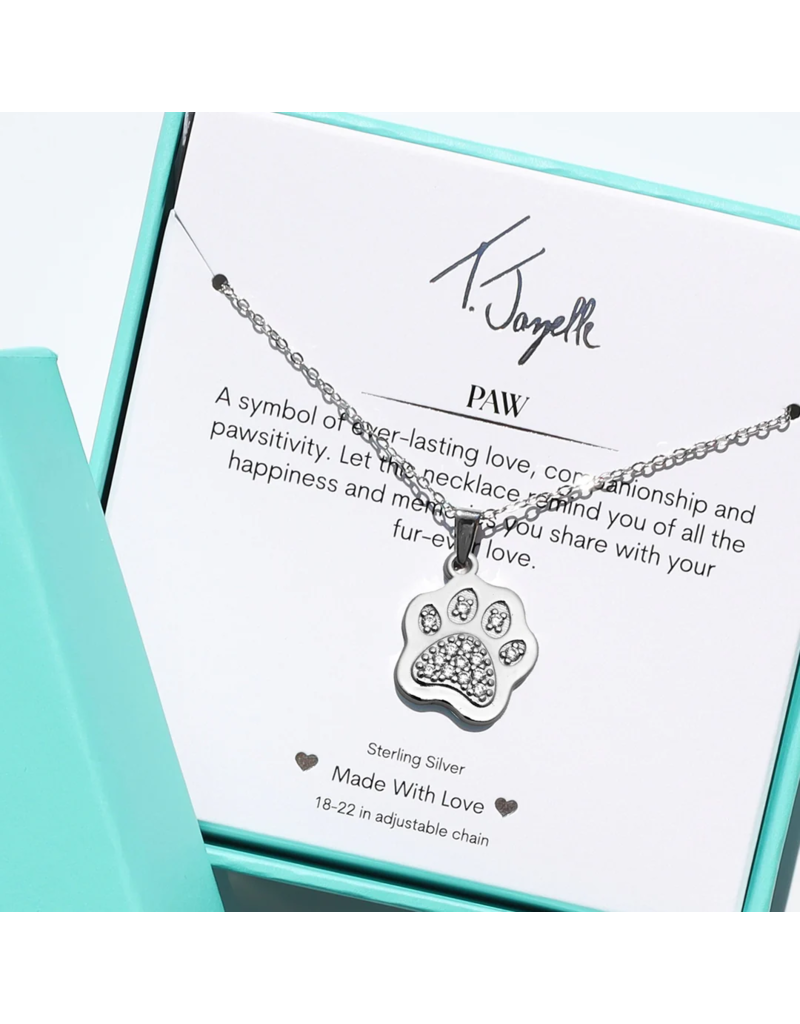 TJAZELLE Paw Charm Necklace in Silver