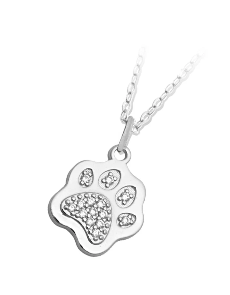 TJAZELLE Paw Charm Necklace in Silver