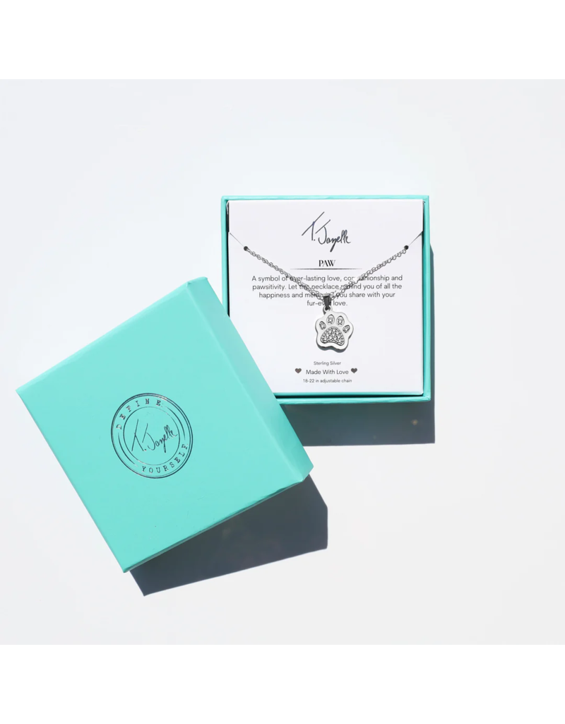 TJAZELLE Paw Charm Necklace in Silver