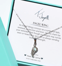TJAZELLE Larimar Angel Blessings Charm Necklace in Silver