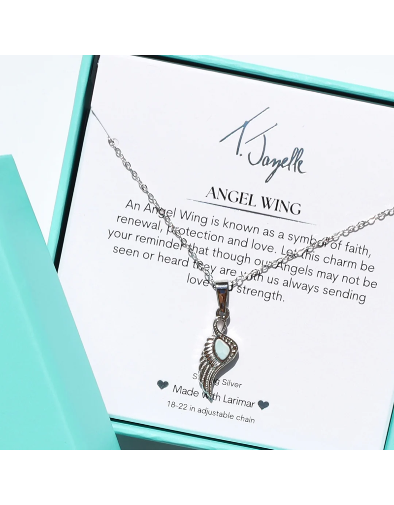 TJAZELLE Larimar Angel Blessings Charm Necklace in Silver