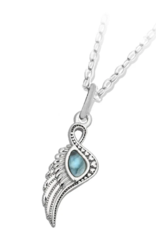 TJAZELLE Larimar Angel Blessings Charm Necklace in Silver