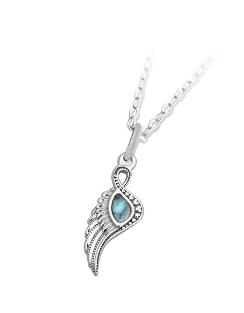 TJAZELLE Larimar Angel Blessings Charm Necklace in Silver