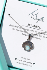 TJAZELLE Larimar Seashell Charm Necklace in Silver