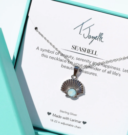 TJAZELLE Larimar Seashell Charm Necklace in Silver