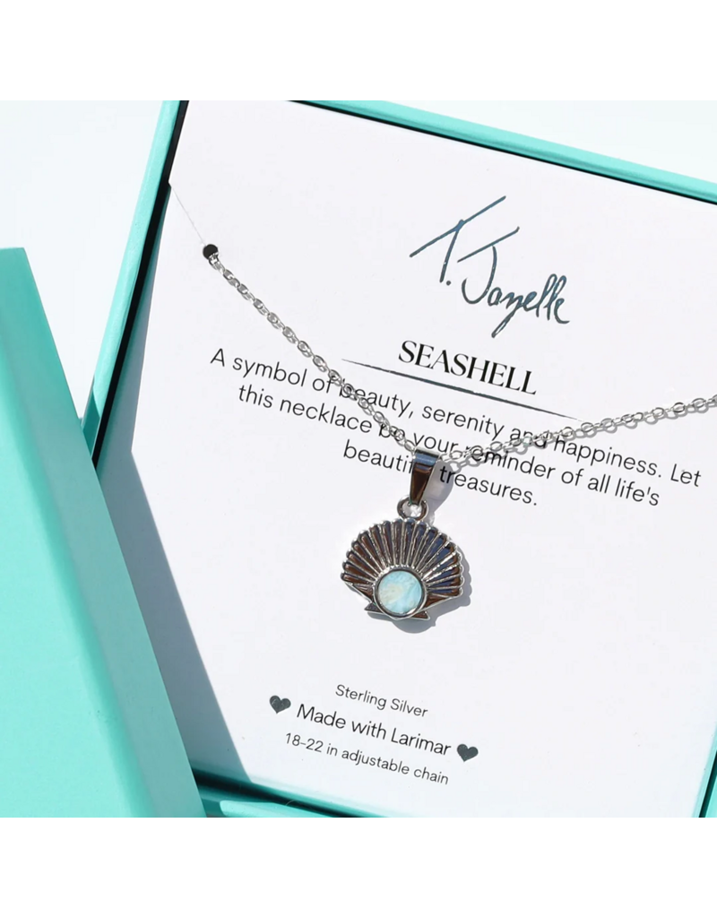 TJAZELLE Larimar Seashell Charm Necklace in Silver