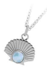 TJAZELLE Larimar Seashell Charm Necklace in Silver