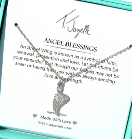 TJAZELLE Angel Blessings Charm Necklace in Silver