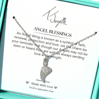 TJAZELLE Angel Blessings Charm Necklace in Silver