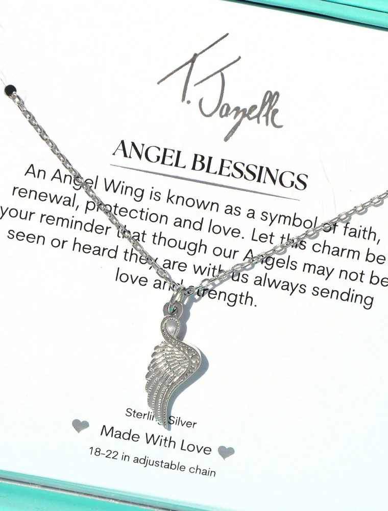 TJAZELLE Angel Blessings Charm Necklace in Silver