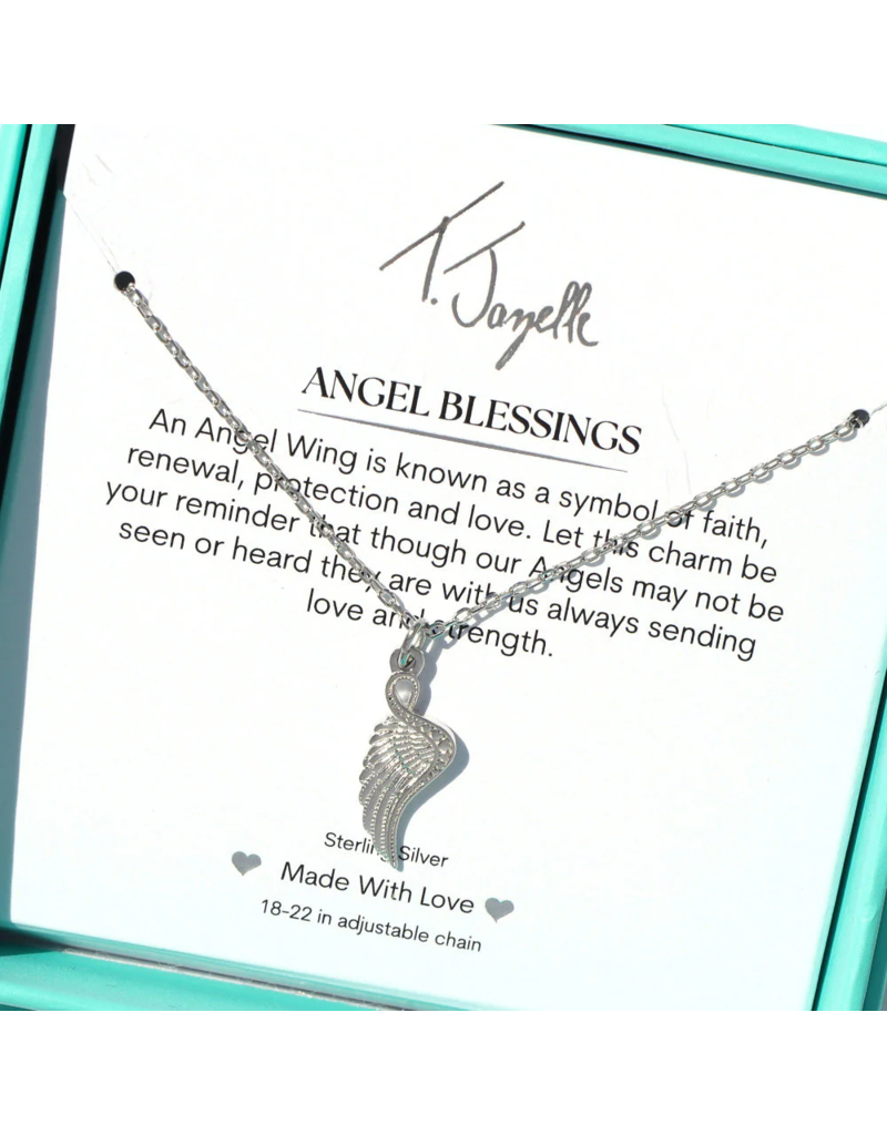 TJAZELLE Angel Blessings Charm Necklace in Silver