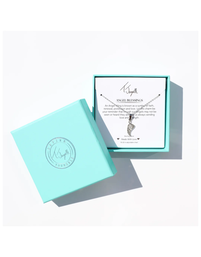 TJAZELLE Angel Blessings Charm Necklace in Silver