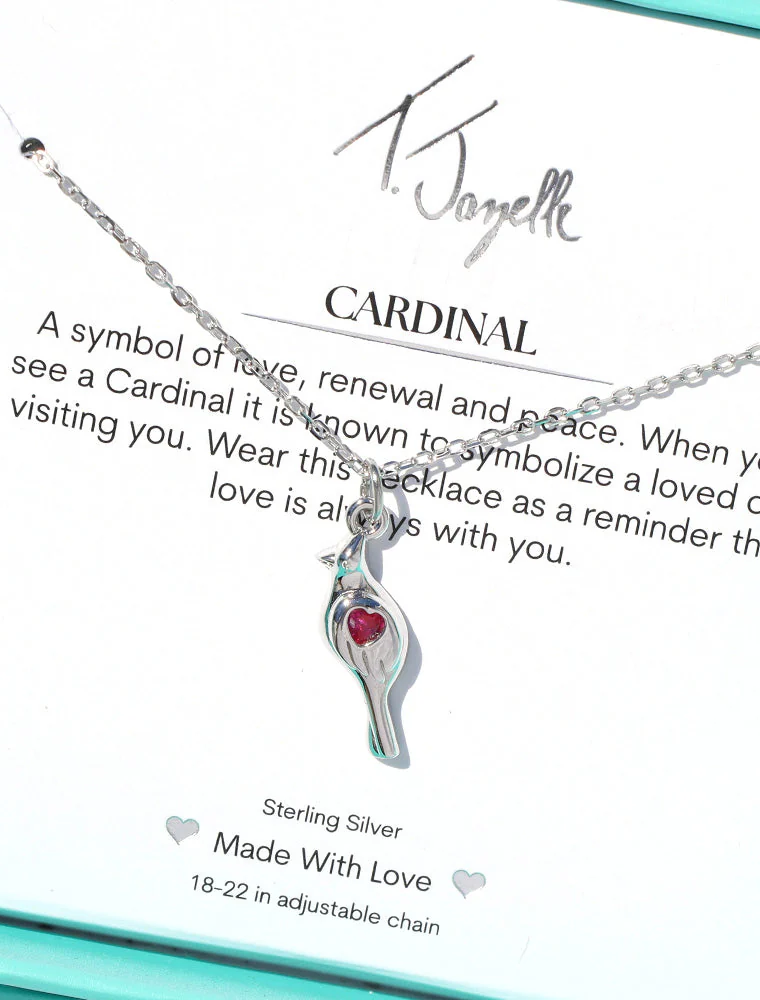 TJAZELLE Cardinal Charm Necklace in Silver