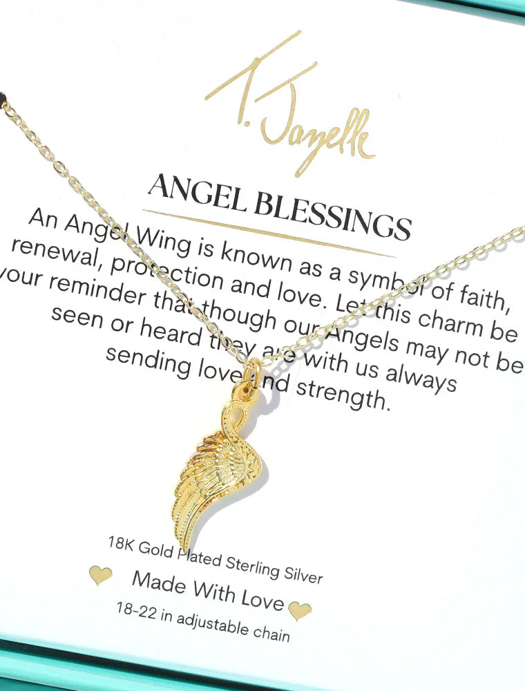 TJAZELLE Angel Blessings Charm Necklace in Gold