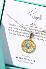 TJAZELLE Larimar Sun Charm Necklace in Gold
