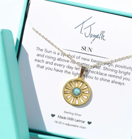 TJAZELLE Larimar Sun Charm Necklace in Gold