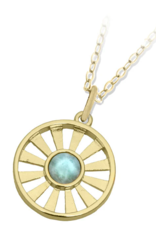 TJAZELLE Larimar Sun Charm Necklace in Gold