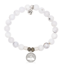 TJAZELLE Family Tree Bracelet in White Chalcedony & Silver